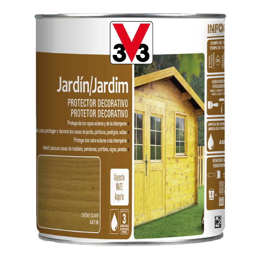 V33 Protección para madera Lasur exterior Agua-Protect (Palisandro, 2,5 l,  Mate)